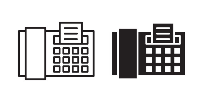 Fax machine icon flat outline in black