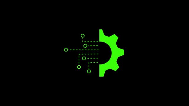 Beautiful designed animated icon animation of data integration on black background. 4k video