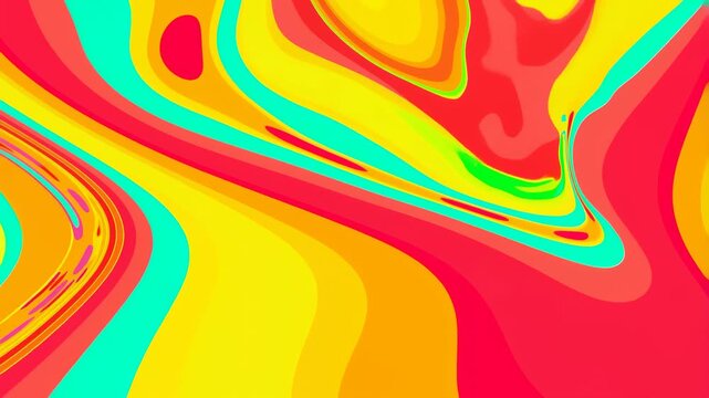 Colorful fluid bands morph and swirl across an abstract digital background. Motion graphics, event screen, and social media design.