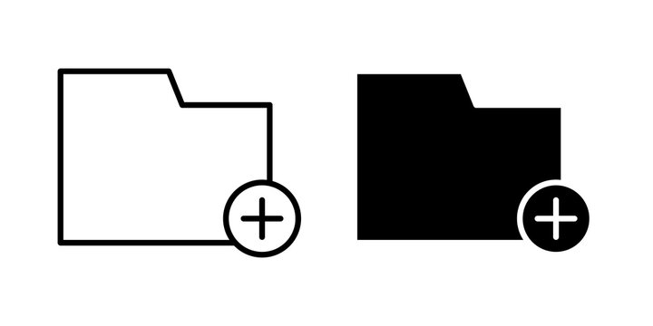 Create folder icon flat outline in black