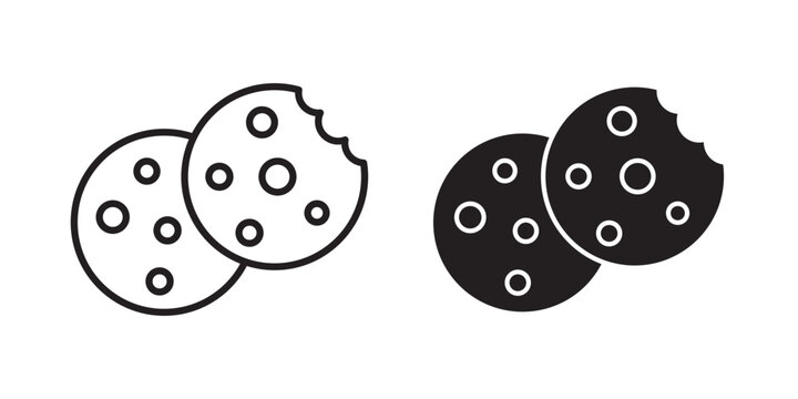 Cookie icon flat outline in black