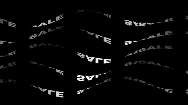 Kinetic Kinetic Typography Animation Featuring Repeated Sale Word Text Moving Across Black Background