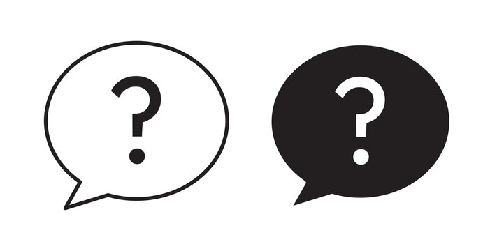 Comment question icon flat outline in black