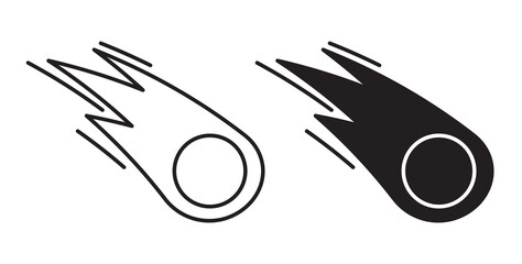 Comet icon flat outline in black © Warpiya