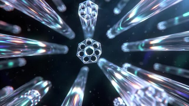 Fiber optic data transmission through microscopic glass cables for high speed network communication and technological innovation
