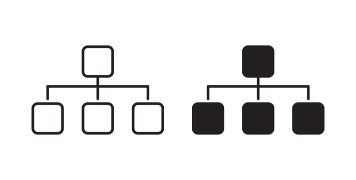 Chart tree icon flat outline in black
