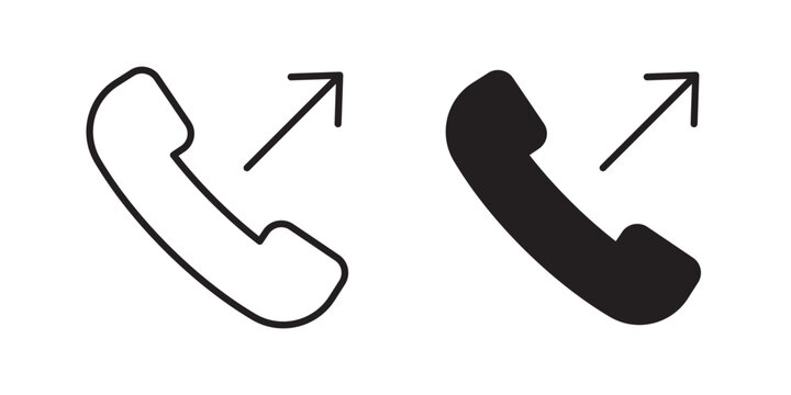 Call outgoing icon flat outline in black