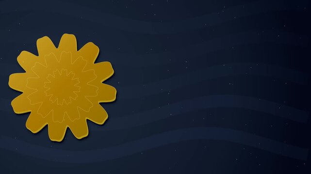 Minimalist Flat Animated Golden Mandala Gear with Shiny Light Sweep, Seamless Loop for Corporate Diwali Promo.