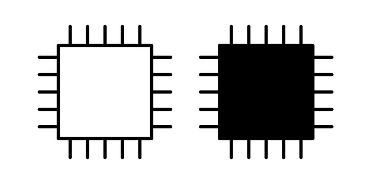 CPU icon flat outline in black