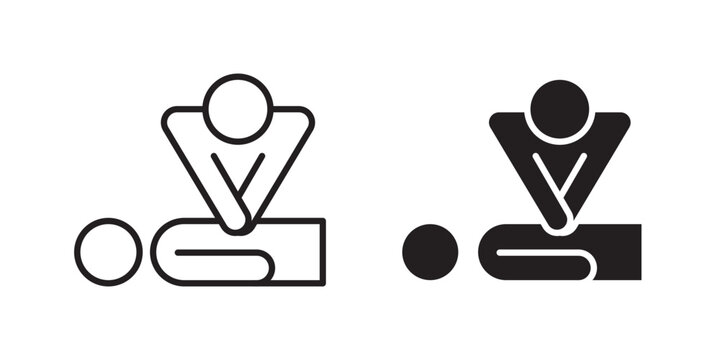 CPR icon flat outline in black
