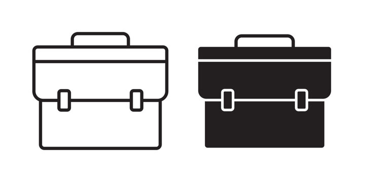Briefcase icon flat outline in black