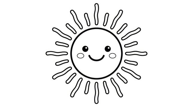 Charming hand drawn sun illustration with a happy smiling face design
