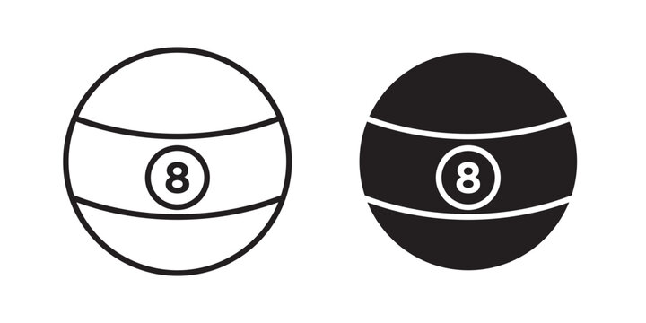 Billiard ball icon flat outline in black
