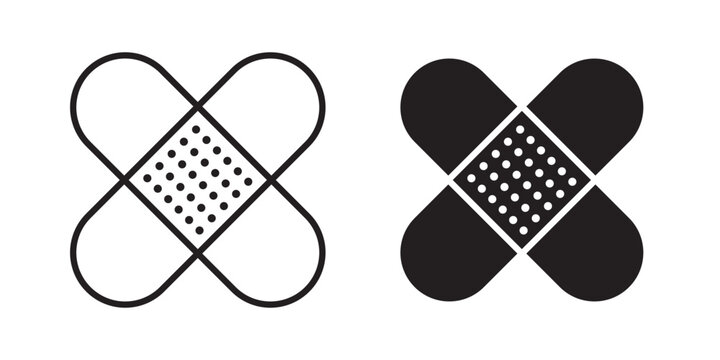 bandaid icon flat outline in black