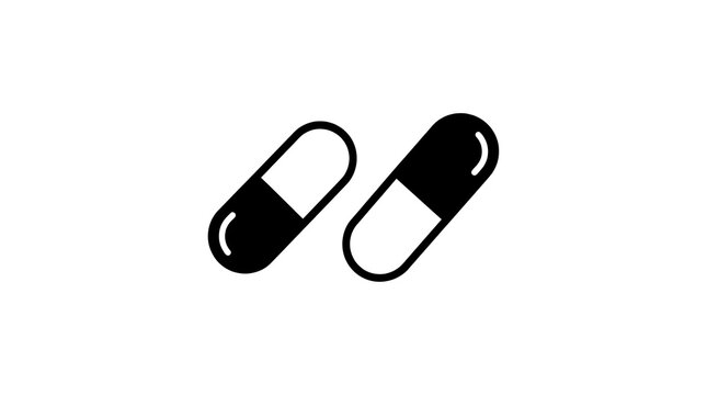 Black capsule pills icon pair