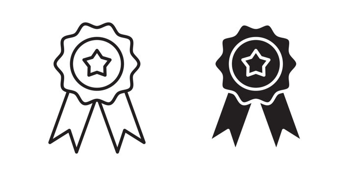 Badge icon flat outline in black