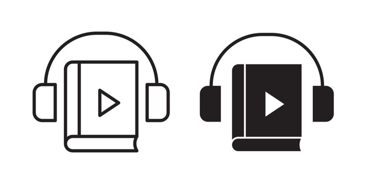 Audio book icon flat outline in black