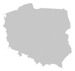 Obraz premium Poland map with diagonal stripes in gray vector illustration