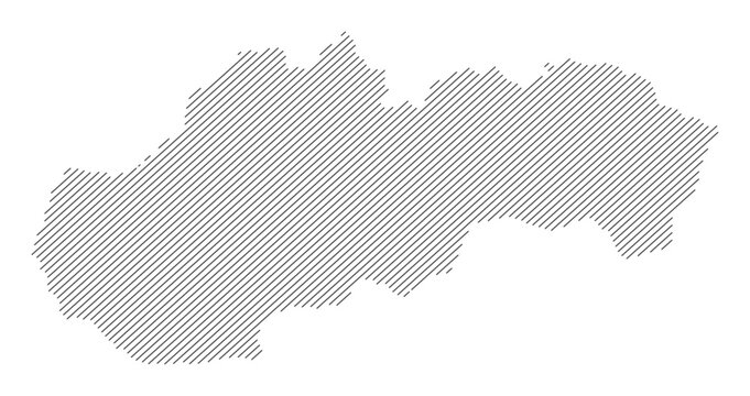Slovakia map with diagonal stripes in gray vector illustration
