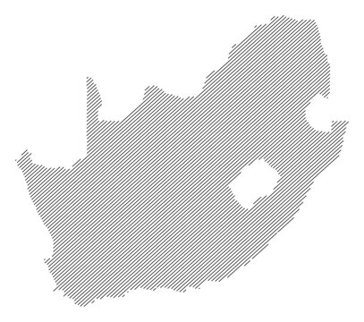 South Africa map with diagonal stripes in gray vector illustration