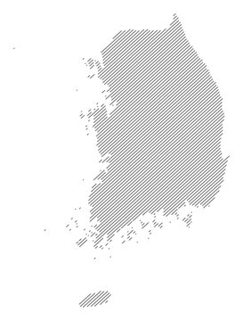 South Korea map with diagonal stripes in gray vector illustration