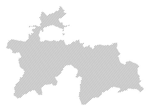 Tajikistan map with diagonal stripes in gray vector illustration