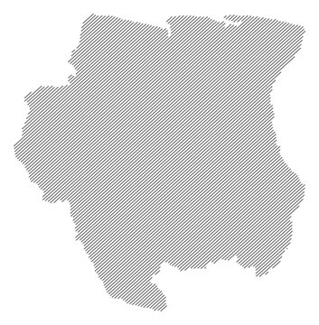 Suriname map with diagonal stripes in gray vector illustration