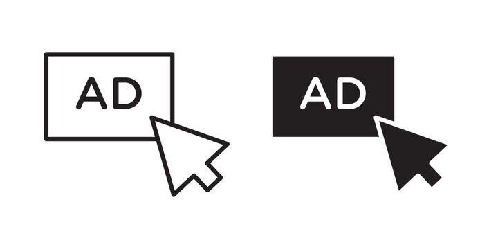 Ad icon flat outline in black
