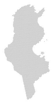 Tunisia map with diagonal stripes in gray vector illustration