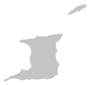 Trinidad and Tobago map with diagonal stripes vector illustration
