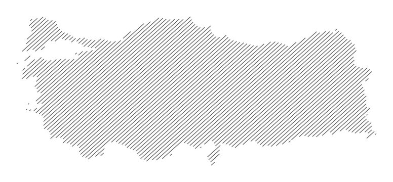 Turkey map with diagonal stripes in gray vector illustration
