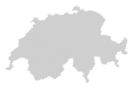 Switzerland map with diagonal stripes in gray vector illustration