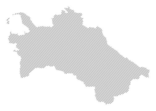 Turkmenistan map with diagonal stripes in gray vector illustration