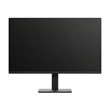 Modern black computer monitor with blank screen isolated on white background