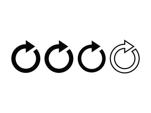 Refresh or redo circular arrow icon set, for update and synchronization