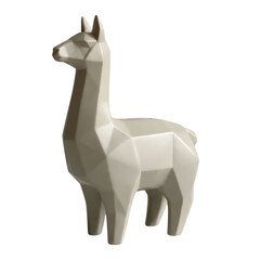 Fototapeta premium Geometric low poly llama or alpaca sculpture isolated on a transparent background