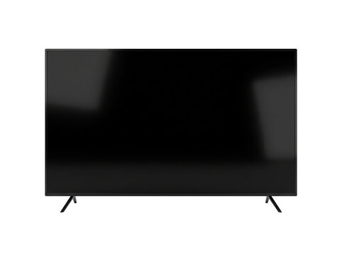 Flat screen LED television with stand and empty display isolated PNG cutout