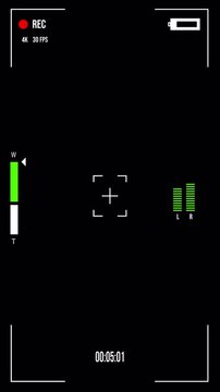 Camera recorder screen viewfinder interface with alpha channel. 4k