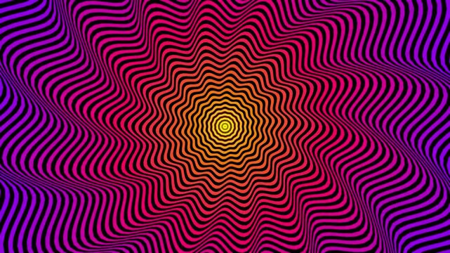 Abstract psychedelic background with wavy lines and vibrant gradient colors vector illustration, editable stroke