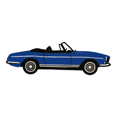 Fototapeta premium Blue classic convertible car PNG, isolated on transparent background