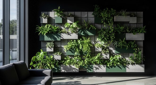 Modern Vertical Garden Accent Wall In Contemporary Interior Design