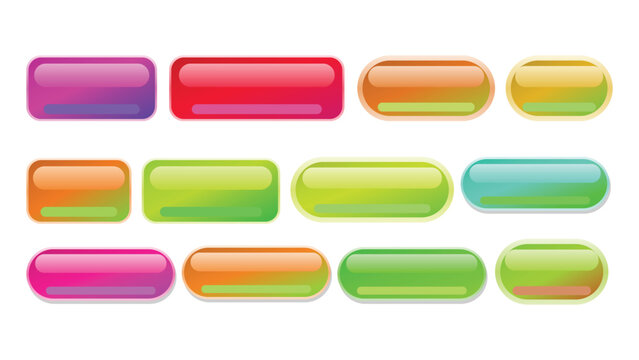 Set Of Vibrant Shiny Pill Buttons Empty Template For Modern Website UI And App Design