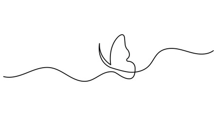 Obraz premium Elegant butterfly continuous line drawing with minimal style and editable stroke