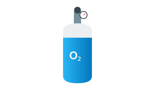 Oxygen Cylinder Tank with Pressure Gauge Medical Gas Icon
