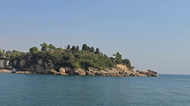 aerial view of ulcinj bay montenegro on a sunny summer day