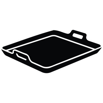 Black silhouette vector illustration of a rectangular baking pan with handles.