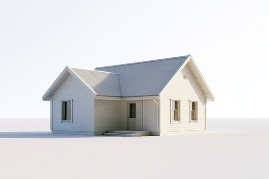 Architectural render of a house on a white background, calm composition and precise lines