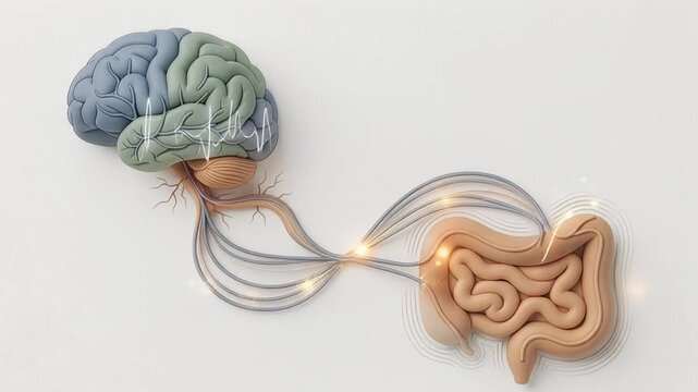 Gut Brain Axis with Microbiome and Neural Signal Animation