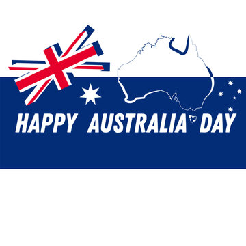 Australia day, National holiday on 26 January greeting banner, card, web, background. Australian flag and map, text template layout