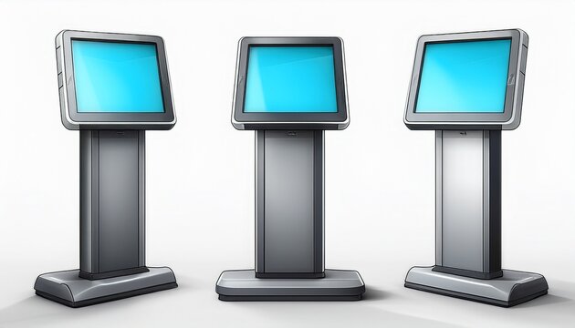 digital information kiosk totem with blank screen mockup isolated on white background